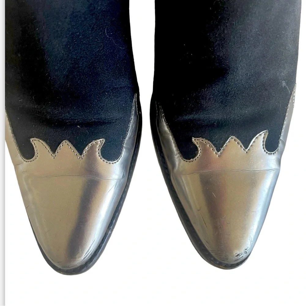PINKO Cowgirl Western boots women’s black ankle boots GC suede they fit 9 - Picture 9 of 15